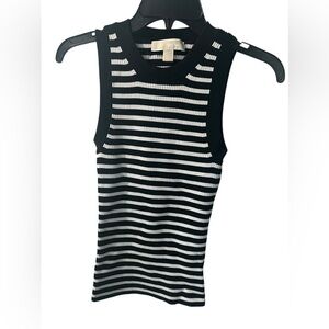 Michael Kors Black and White Striped Knit Top